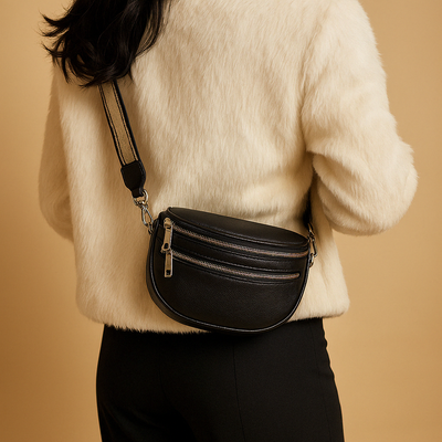 Sac bandoulière avec fermeture éclair double et design intemporel pour femmes | Romy