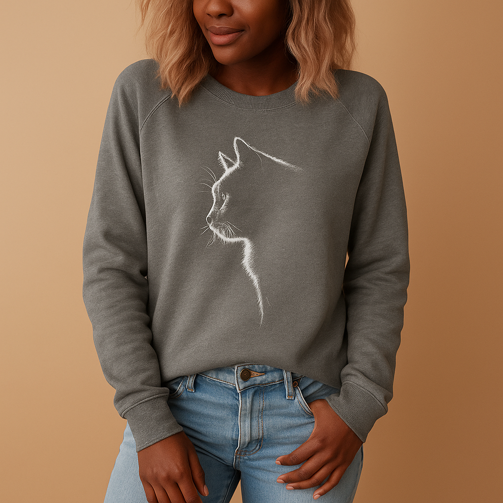 Pull femme tricoté avec imprimé chat | Yara
