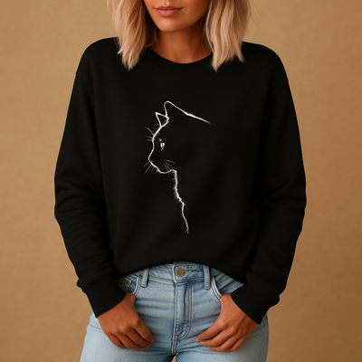 Pull femme tricoté avec imprimé chat | Yara