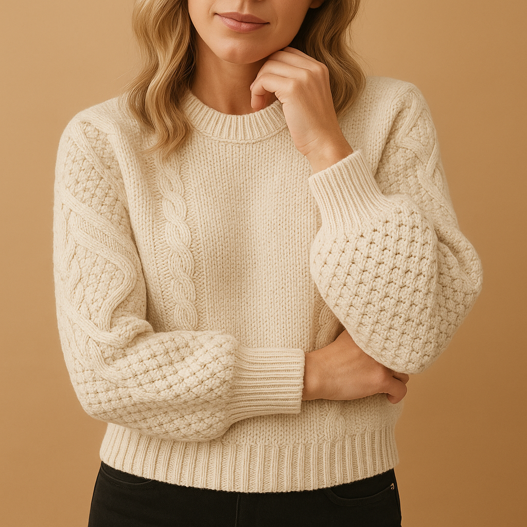 Pull femme en maille à col rond | Yara