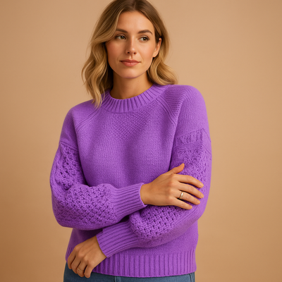 Pull femme en maille à col rond | Yara
