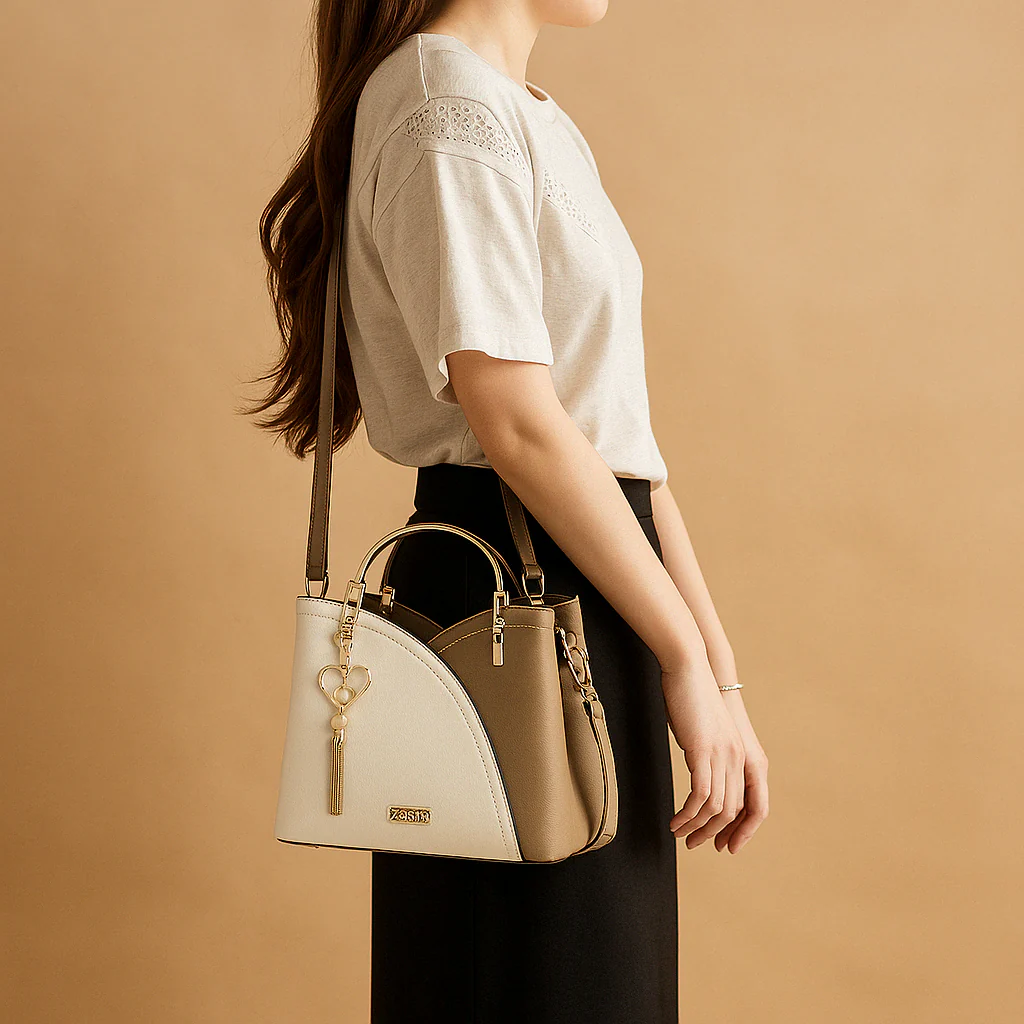 Sac à épaule avec motif géométrique et bretelle réglable pour femmes | Elvira