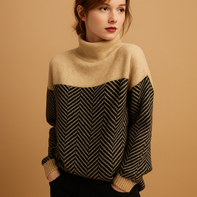 Pull femme doux en maille à motif chevrons | Evelien