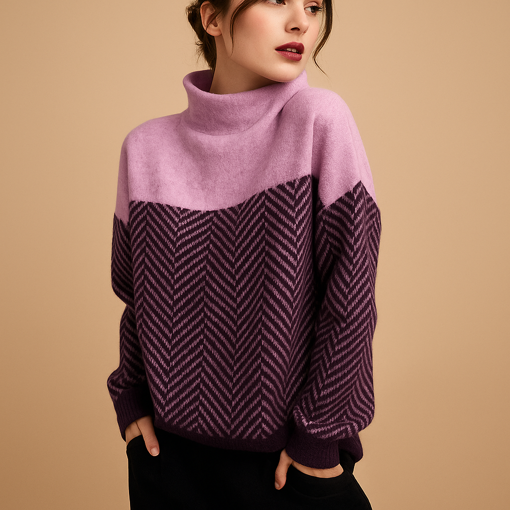 Pull femme doux en maille à motif chevrons | Evelien