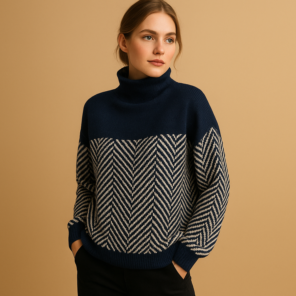 Pull femme doux en maille à motif chevrons | Evelien